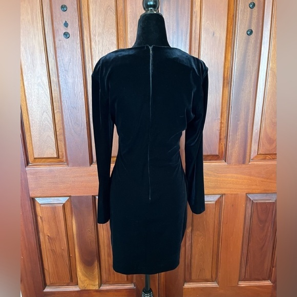 Vtg Betsy & Adam by Jaslene Black Velvet Long Sleeve Dress Bodycon Sz 9/10 - Picture 3 of 9